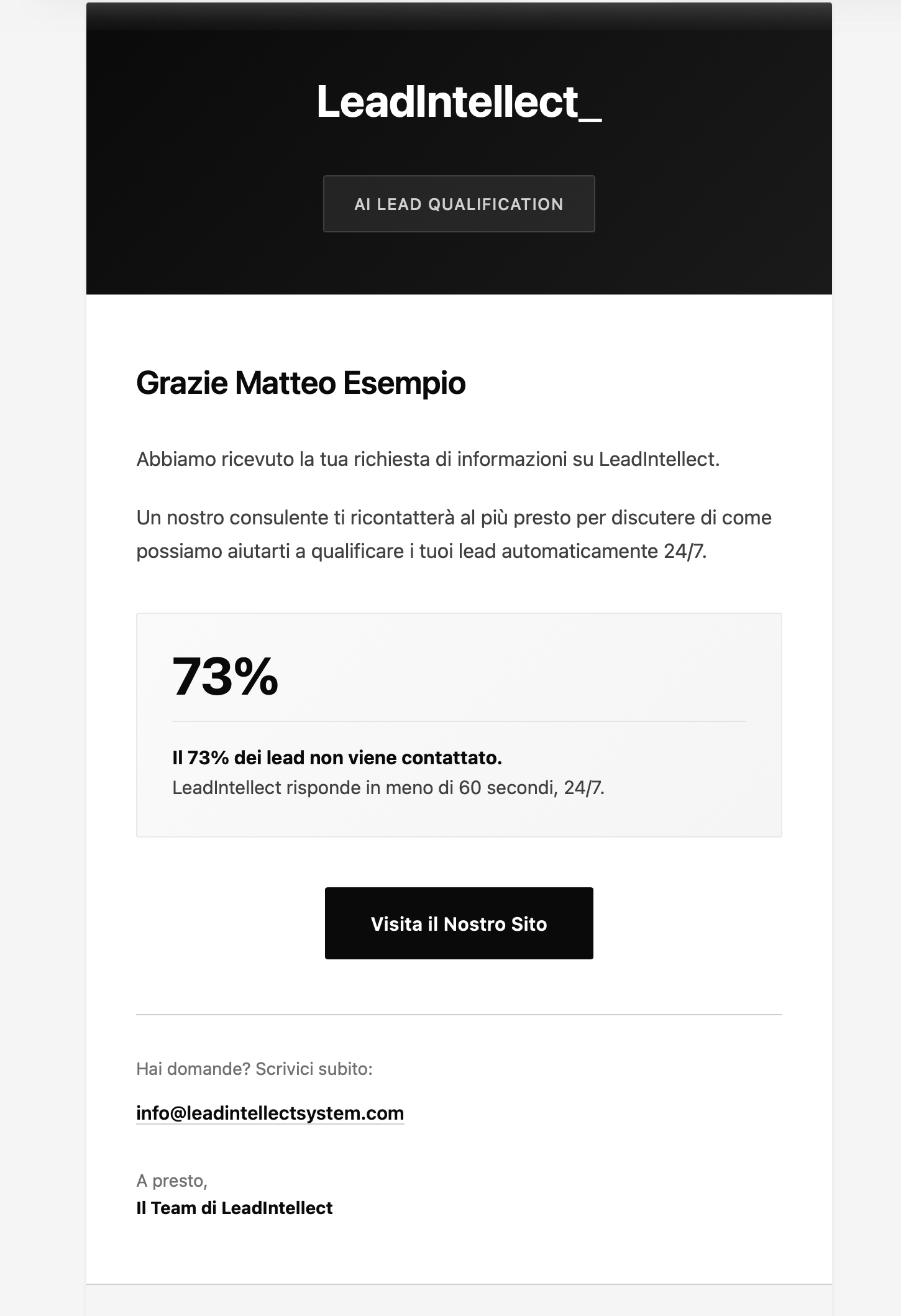 Esempio Template Email