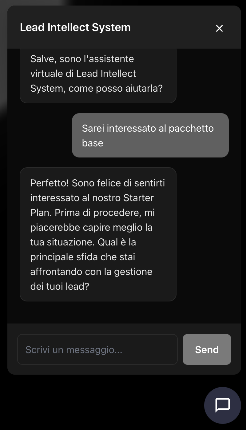 Interfaccia Widget Chat
